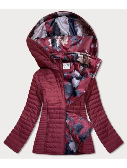 Vínová dámska bunda s kvetovanou podšívkou (SF726)