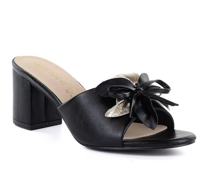 Dámské žabky na s květinou černé model 22116428 - Potocki