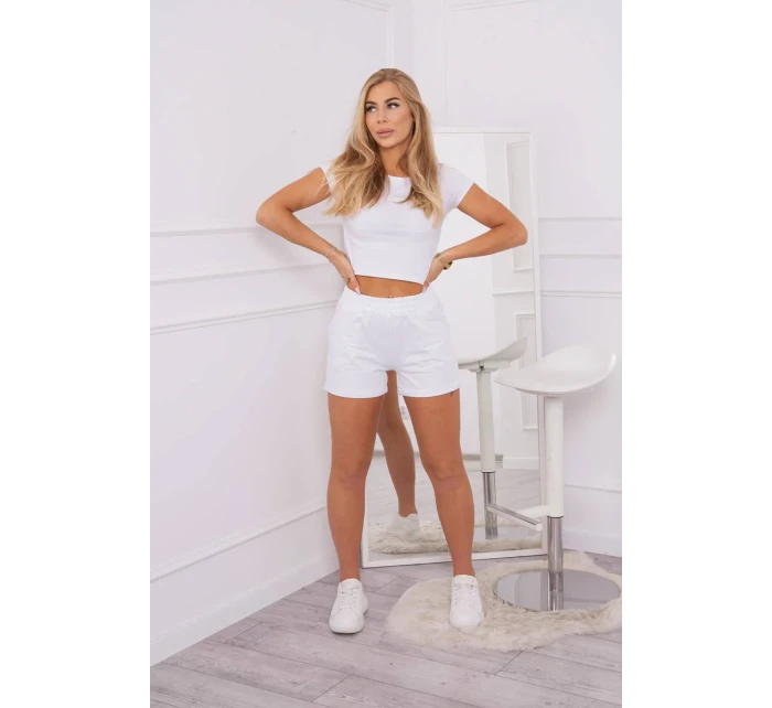 Bavlnená súprava so šortkami biela