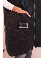 Dámská prošívaná vesta Plus Size s kapucí na zip černá Dámská prošívaná vesta Plus Size s kapucí na zip černá