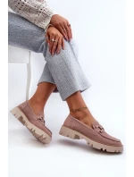 Zamszowe Mokasyny Damskie Z Ozdobą D&A TW117 Różowe