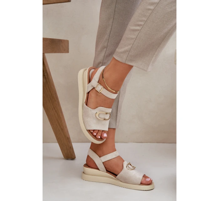 Dámské Sandály Na Klínu S Ozdobou Béžové model 21685257 - Boto