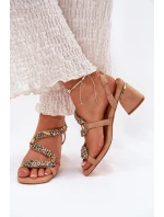 Dámské Sandály Na Podpatku S  Béžové model 21693547 - Artiker