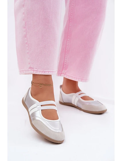 Sportové baleríny s elastickými pásky stříbrné Donatella Sportové baleríny s elastickými pásky stříbrné Donatella