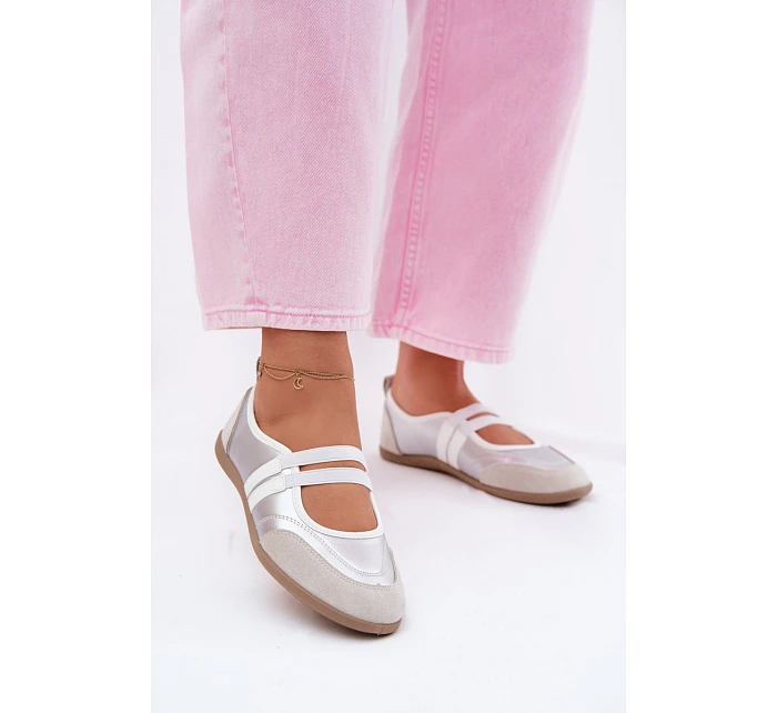 Sportové baleríny s elastickými pásky stříbrné Donatella Sportové baleríny s elastickými pásky stříbrné Donatella