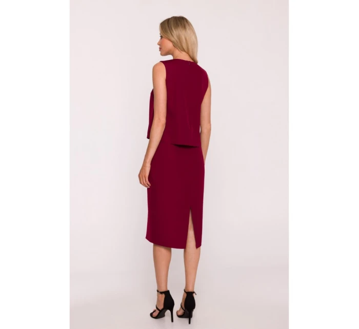 S422 Šaty s čipkovou vsadkou - bordové S422 Šaty s čipkovou vsadkou - bordové