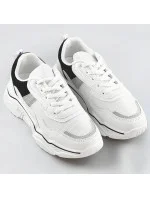 Bielo-čierne dámske sneakersy s brokátovými vsadkami (LU-2) Bielo-čierne dámske sneakersy s brokátovými vsadkami (LU-2)