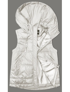 Dámska vesta s kapucňou vo farbe ecru (2655)
