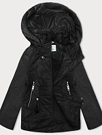 Dámska krátka voľná bunda s melanžovými rukávmi Vaston black-melange (F-23962#)