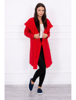 Voľná bunda s kapucňou v červenej farbe