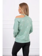 Halenka s potiskem srdce tmavě mátová Halenka s potiskem srdce tmavě mátová