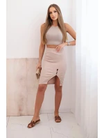 Dámská model 21774813 sukně s knoflíky kostkovaná béžová - K-Fashion Dámská model 21774813 sukně s knoflíky kostkovaná béžová - K-Fashion