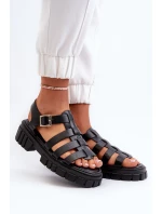 Sandały Rzymianki Damskie Czarne Rosarose