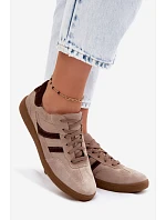 Kožené Semišové Dámské Tenisky Zazoo N1176S2 Tmavě Béžové