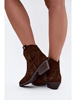 Dámské kožené kotníkové boty na podpatku Big Star model 22349479 Camel - Big Star Shoes Dámské kožené kotníkové boty na podpatku Big Star model 22349479 Camel - Big Star Shoes