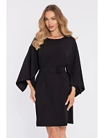 model 22040591 Šaty s ozdobnými širokými rukávy černé - Moe