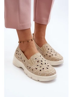 Béžové dámske ažurové topánky Emilei