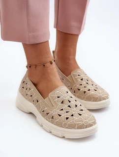 Béžové dámske ažurové topánky Emilei