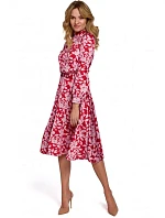 Dámske šaty K084 model 1 Červené s ružovým vzorom - Makover