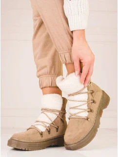 Pohodlné dámské sněhule hnědé bez podpatku