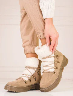 Pohodlné dámské  sněhule hnědé bez podpatku