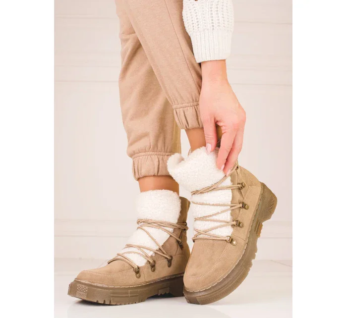 Pohodlné dámské sněhule hnědé bez podpatku Pohodlné dámské sněhule hnědé bez podpatku