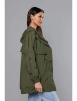 Tenká dámska bunda v khaki farbe s podšívkou (B8119-11) Tenká dámska bunda v khaki farbe s podšívkou (B8119-11)