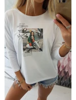 Blúzka s potlačou Star Style biela