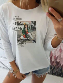 Blúzka s potlačou Star Style biela