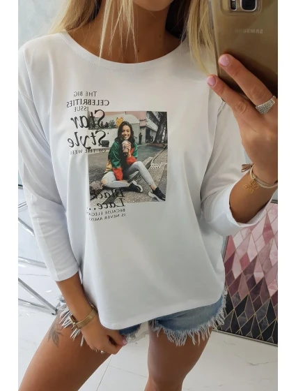 Blúzka s potlačou Star Style biela