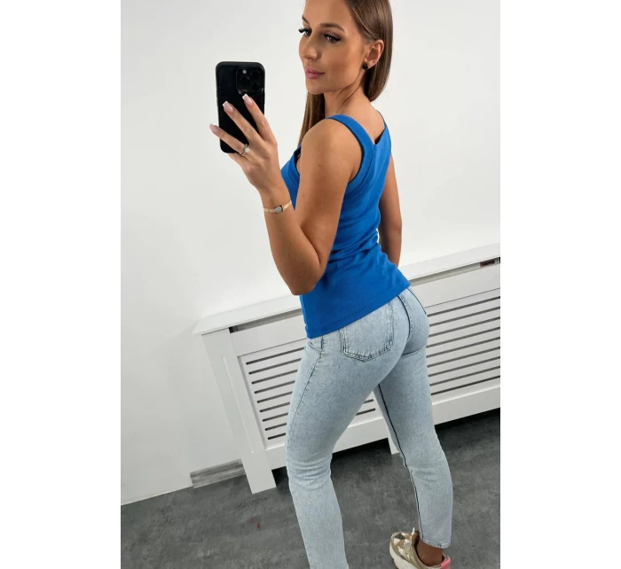 Blúzka bez ramienok nevädze modrá Blúzka bez ramienok nevädze modrá