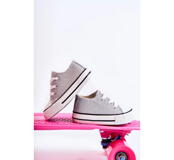 Dziecięce Trampki Wiązane Srebrne Wella