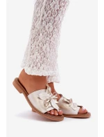 Klapki Z Ozdobą Skóra Naturalna Zazoo 3667 Złoty Przecierany Klapki Z Ozdobą Skóra Naturalna Zazoo 3667 Złoty Przecierany