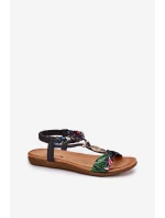 Dámské Ploché Sandály S Páskem A Dekorací Černé model 21693414 - Artiker