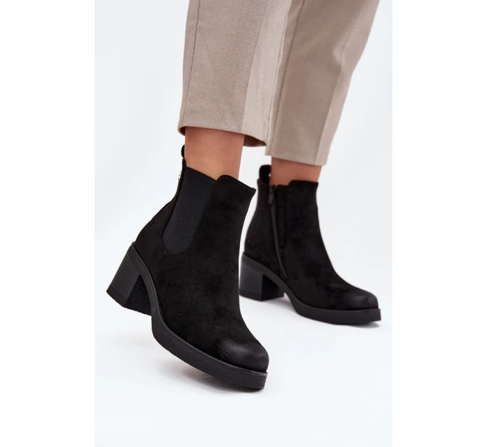 Botki Sztyblety Damskie Na Obcasie Ocieplane Czarne Zelia Botki Sztyblety Damskie Na Obcasie Ocieplane Czarne Zelia