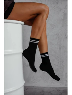 Skarpetki Damskie Dwa Cienkie Paski Czarne