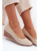 Dámské polobotky na platformě model 22067188 světle béžové - VINCEZA