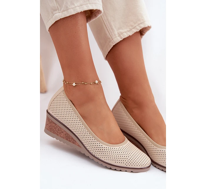 Dámské polobotky na platformě model 22067188 světle béžové - VINCEZA