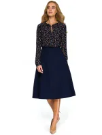 S133 Midi sukňa áčkového strihu - tmavo modrá