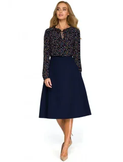 S133 Midi sukňa áčkového strihu - tmavo modrá