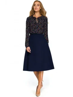 model 18001941 Midi sukně áčkového střihu tmavě modrá - STYLOVE