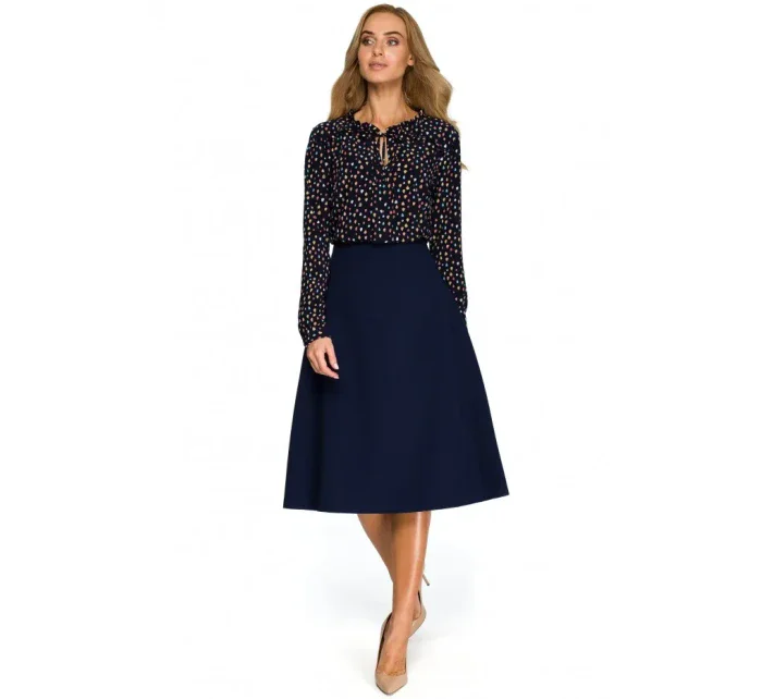S133 Midi sukňa áčkového strihu - tmavo modrá