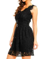 Spoločenské šaty MAYAADI Deluxe krajkové s opaskom čierne - Čierna - MAYAADI Spoločenské šaty MAYAADI Deluxe krajkové s opaskom čierne - Čierna - MAYAADI