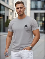 Pánske bavlnené tričko s malým potlačou, sivé, FashionStreet NX5131R