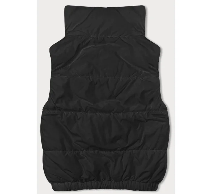 Krátka čierna dámska páperová vesta so stojačikom (16M9092-392)