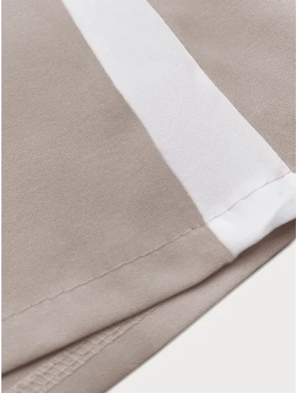 Tmavě béžové volné dámské kalhoty s lampasy model 20185235 - MADE IN ITALY