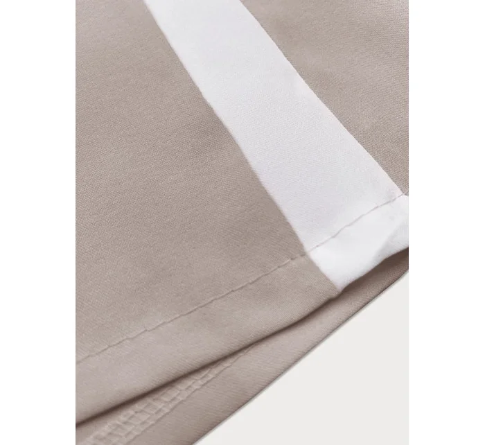 Tmavě béžové volné dámské kalhoty s lampasy model 20185235 - MADE IN ITALY Tmavě béžové volné dámské kalhoty s lampasy model 20185235 - MADE IN ITALY