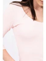 Přiléhavé šaty s výstřihem pudrově růžové Přiléhavé šaty s výstřihem pudrově růžové