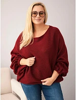 Dámský svetr Plus Size s přídavkem vlny v volném střihu bordó Dámský svetr Plus Size s přídavkem vlny v volném střihu bordó