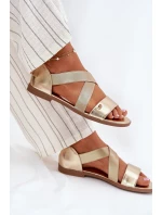 Dámské ploché sandály s pásky zlaté model 21696940 - EVENTO Dámské ploché sandály s pásky zlaté model 21696940 - EVENTO